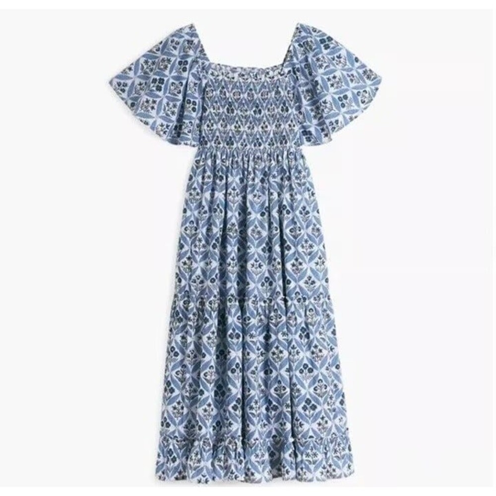 Pink City Prints Cotton Lolita Dress in Sky Trellis blue/white Size L